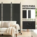 Biombo Dobrável de 5 Painéis com 12 Rodas 252x170 cm Biombo Separador de Ambientes Preto