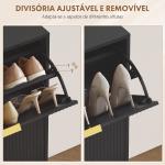 Sapateira Estreita com 4 Portas Caneladas e Estantes Ajustáveis para 20 Pares 105x24x91,5 cm Preto