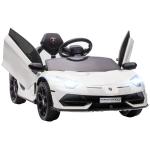 Carro Elétrico Lamborghini para Crianças 12V Velocidade Máxima 5km/h Controlo Remoto MP3 Luzes e Cinto de Segurança 107,5x63x42 cm Branco