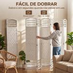 Biombo Separador de Ambientes de 6 Painéis Dobrável em Corda de Papel 160x170 cm Decoração para Quarto Branco