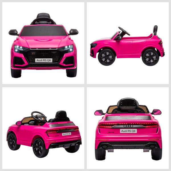 Carro Elétrico Infantil para 3 - 5 anos Licença Audi RS Q8 com Bateria 6V Controle a Distância Música MP3 Buzina e Luzes Velocidade Máx. 3km/h 101x62x51cm Rosa