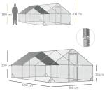Galinheiro de Exterior Grande 3x6x2m Gaiola para 12 - 18 Galinhas de Aço Galvanizado com Teto de PE e Fechadura para Coelhos Prata