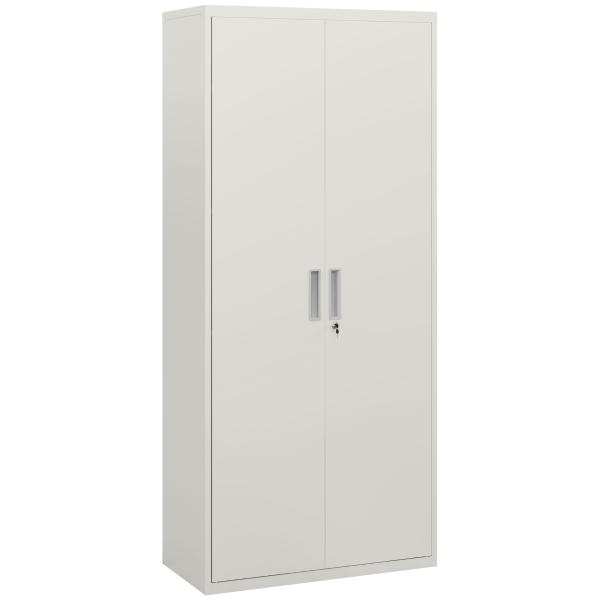 Armário para Arquivos de 5 Níveis com Chaves Prateleiras Ajustáveis Armário de Arquivos Metálico 80x40x180 cm Branco