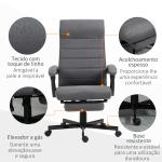 Cadeira de Escritório Giratória Reclinável com Altura Ajustável e Apoio para os Pés Retrátil 68x67x106 - 114 cm Cinza