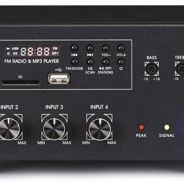 Amplificador Linha 100V 45W RMS c/ Leitor USB/SD/MP3 e FM - FONESTAR