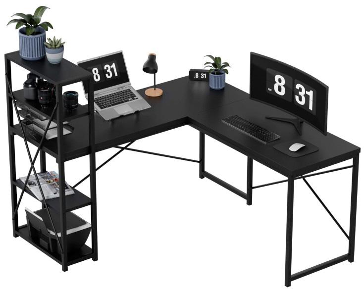 Mesa de Escritório Leader 5.9 145cm c/ Prateleiras (Preto) - MARK ADLER