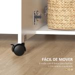 Mesa de Refeição com Rodas Mesa Abatível com 2 Gavetas e Armário Mesa Auxiliar Multifuncional 120x60x76,5 cm Branco