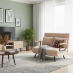 Sofá Cama Convertível 2 Lugares Dobrável com Encosto Ajustável em 5 Níveis e 2 Almofadas 102x73x81 cm Bege Claro