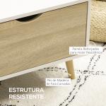 Mesa de Centro Retangular com 2 Gavetas e Compartimentos Abertos Estilo Nórdico 106x58x39,5cm Branco e Madeira