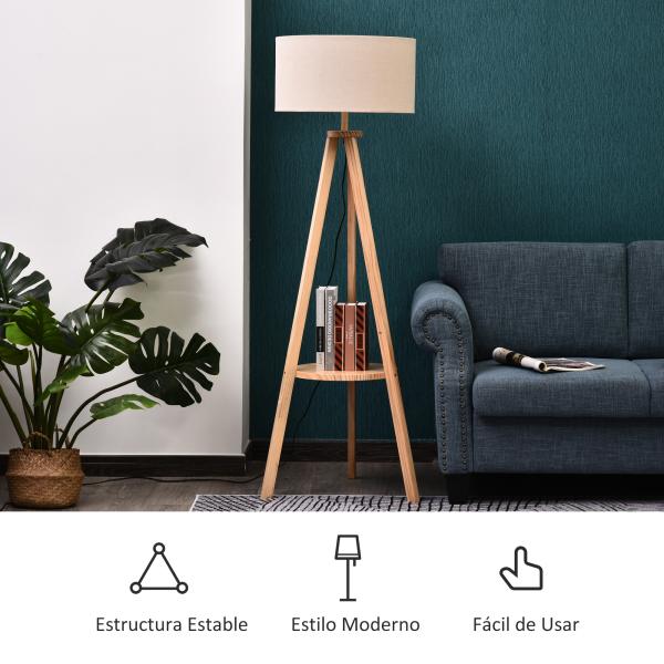 Candeeiro de Pé Moderno com Lâmpadas de E27, 40W e Interruptor de Pé, com Base de Tripé Inoxidável 154cm