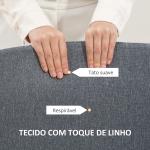 Cadeira de Escritório sem Apoio para os Braços Estofada em Linho Sintético com Altura Ajustável 53x43x85 - 93 cm Cinza