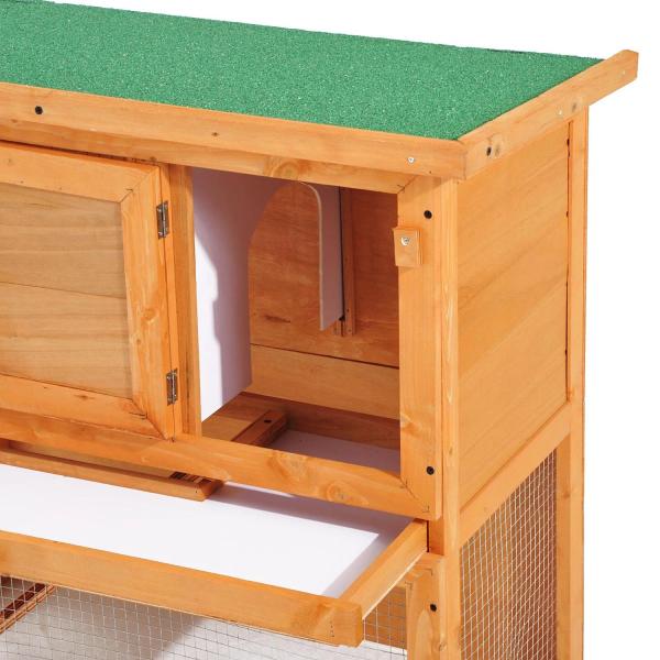 Coelheira de Exterior de Madeira para Animais Pequenos 2 Níveis com Rampa Teto Asfáltico e Porta com Trava 90x45x80 cm Madeira e Verde