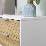 Mesa de Cabeceira com 2 Gavetas Mesa Auxiliar com Pés de Aço para Sala de Estar Dormitório 45x39x48cm Carvalho e Branco