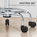 Banco Giratório com Rodas Altura Regulável 50 - 66 cm Assento Estofado em Imitação de Couro 34x34x50 - 66 cm Cinzento