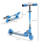 Trotinete para Crianças Dobrável com Luzes e Música 4 Alturas Ajustável Rodas Brilhantes e Pedal LED 67x32x65 - 78 cm Azul