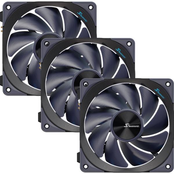 Pack 3x Ventoinhas 120mm MagFlow 2000RPM 4 Pinos PWM (Preta) - SEASONIC