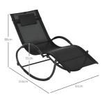 Espreguiçadeira Baloiço de Jardim com Apoio para os Braços Almofada para a Cabeça Removível 155x61x88 cm Preto
