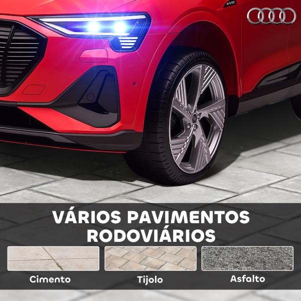 Carro Elétrico Audi E - Tron 12V para Crianças acima de 3 Anos com Controle Remoto Faróis Buzina Música MP3 TF USB e Abertura da Porta 3 - 8km/h 108x60x47cm Vermelho