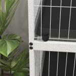 Gaiola para Roedores 80x52x128 cm Casa de 4 Alturas com Rampas Suspensa Rede Bandeja Removível Rodas Branco Rajado e Preto