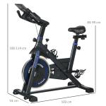 Bicicleta Estática com Volante de Inércia 8 kg Ecrã LCD Guiador e Assento Ajustáveis 103x53x110 - 114 cm Azul