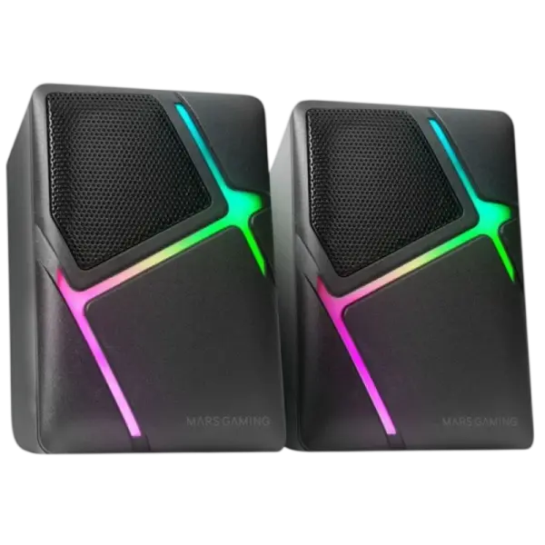Colunas MS - H Gaming Stereo 2.0 RGB 3D Surround 10W (Preto) - MARS - GAMING