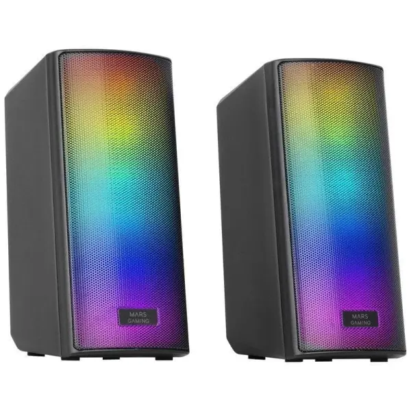 Colunas Bluetooth MSRGB2 RGB Stereo 2.0 15W RMS (Preto) - MARS GAMING