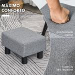 Apoio para os Pés de Sala de Estar Banco Retangular com Estrutura de Madeira para Sala de Estar 40x30x24 cm Cinzento