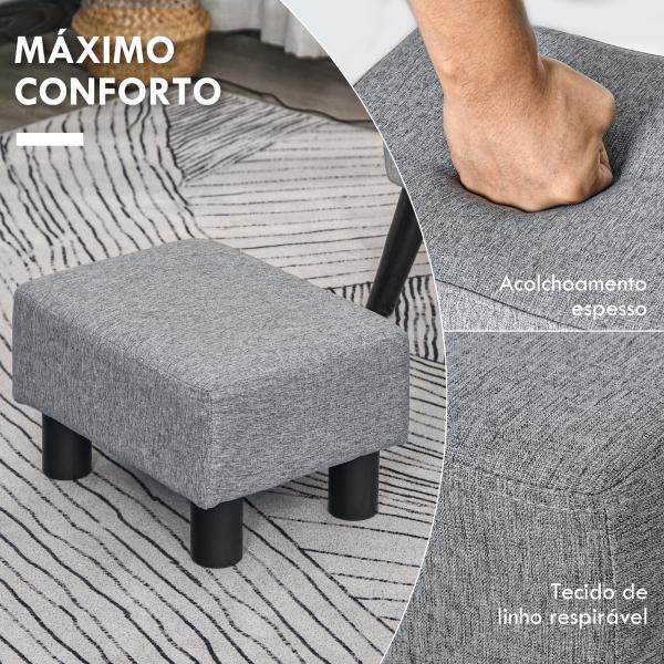 Apoio para os Pés de Sala de Estar Banco Retangular com Estrutura de Madeira para Sala de Estar 40x30x24 cm Cinzento