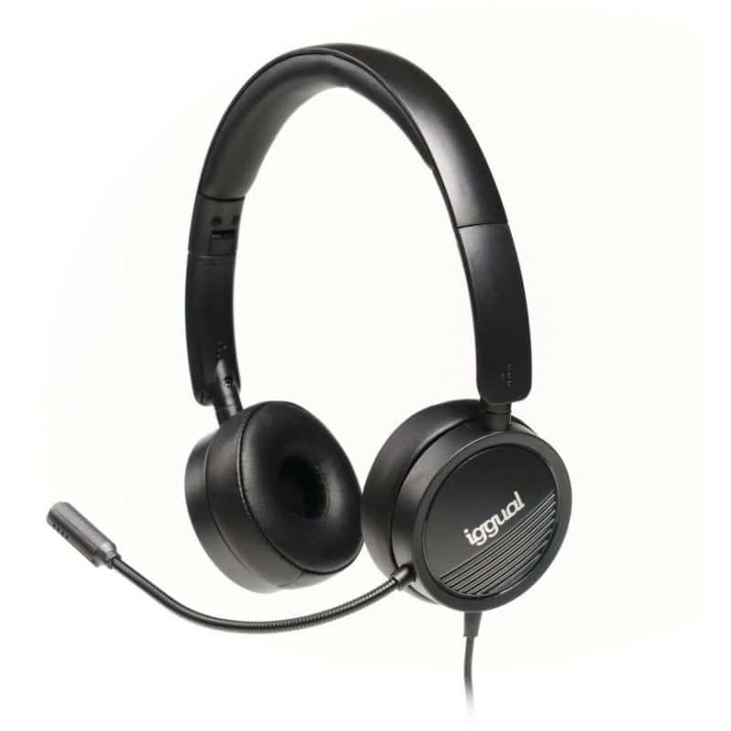 Headphones iggual Dual Tech com Microfone USB + 3.5mm Pretos — Recondicionado