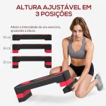 Step para Exercício Aeróbico Plataforma Step com Altura Ajustável em 3 Níveis 80x31x10 - 20 cm Vermelho e Preto