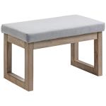 Pousa - pés para Sala de Estar, Banco Baixo Estofado em Linho Sintético com Estrutura de Madeira, Cinzento