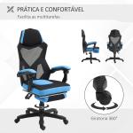 Cadeira de Escritório Ajustável em Altura Cadeira para Secretária Giratória de 360° Reclinável até 135° 58x72x108 - 118 cm Azul