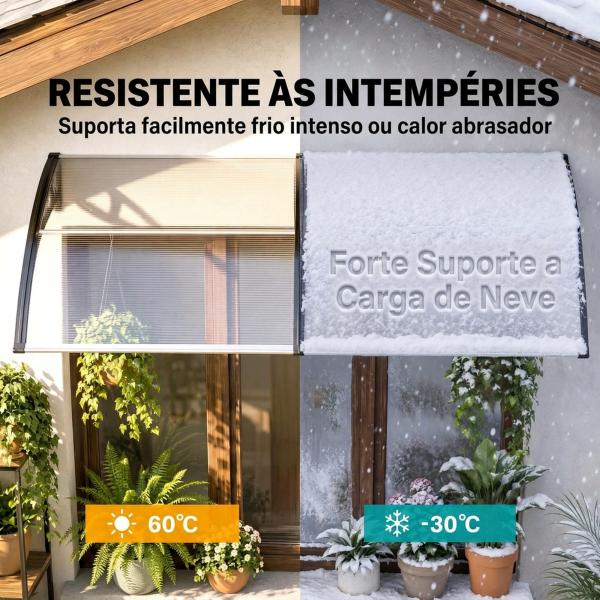 Marquise de Proteção 200x96 cm Marquise Exterior para Portas e Janelas contra o Sol e Chuva com Suporte de PP Policarbonato Transparente