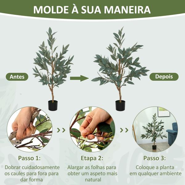 Planta Artificial de Louro 120 cm Planta Artificial Decorativa Grande Decoração para Casa Escritório Varanda Quarto Verde