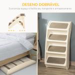 Escada Dobrável para Animais de Estimação de 4 Degraus para Cães Gatos Portátil com Tapetes Antiderrapantes para Cama Sofá Carga 20kg 67x38x49,5cm Bege