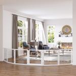 Barreira de Segurança para Cães de Madeira Dobrável para Cães Pequenos e Médios com 6 Painéis 432x36x70 cm Branco