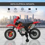 Mota Elétrica para Crianças Bateria 6V para Crianças acima de 3 Anos com Rodas de Apoio 102x53x66 cm Vermelho e Preto