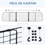 Grade de Segurança de Carro para Cães Extensível Universal Grade de Segurança para Cães com Largura Ajustável 91 - 152x30cm Preto