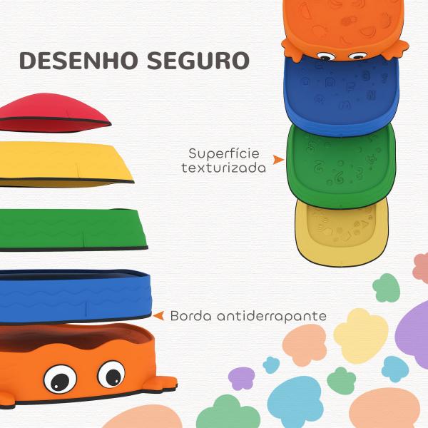 Conjunto de Pedras de Equilíbrio Empilháveis para Crianças de 5 Peças com Forma de Rã e Antiderrapantes Multicolor