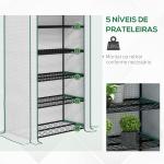 Estufa de Jardim de 5 Prateleiras Estufa Resistente com 1 Porta com Fecho de Correr Anti - UV 90x49x193 cm Branco