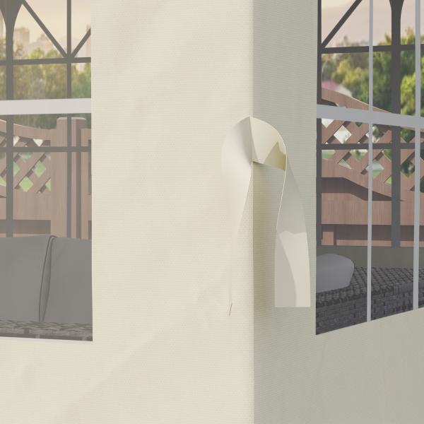 4 Paredes Laterais para Tenda 3x3 m Laterais de Tenda com Ganchos 8 Janelas e Proteção UV Creme
