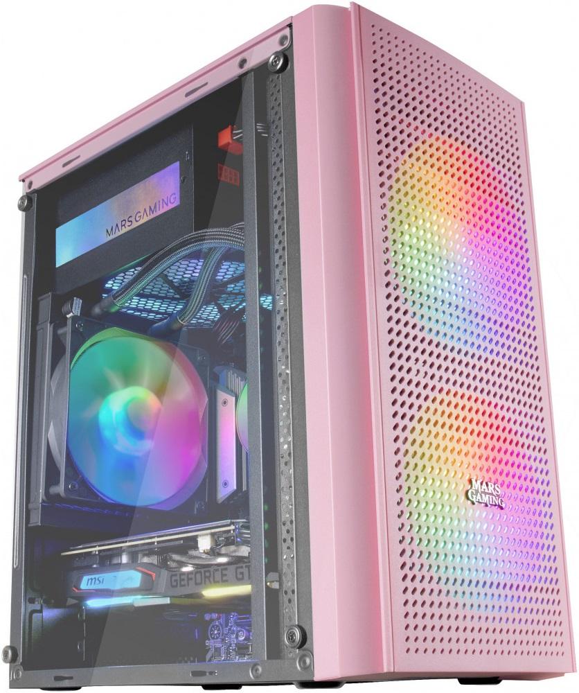 Caixa Micro - ATX MC300P RGB Vidro Temperado (Rosa) - MARS GAMING