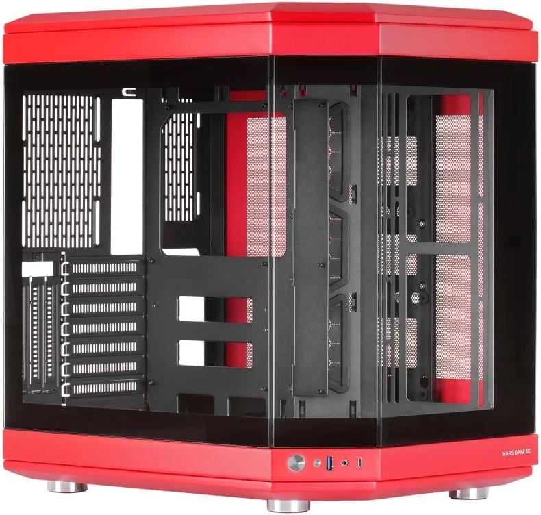 Caixa ATX MC - 3T Vidro Temperado Triplo (Vermelho) - MARS - GAMING