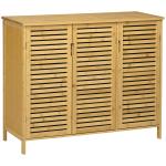 Sapateira de Entrada com 3 Portas de Persiana Prateleiras Ajustáveis para 16 Pares de Sapatos 100x35x80 cm Natural