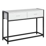 Consola Mesa de Entrada 120x34x81cm com 2 Gavetas e Pés Ajustáveis Móvel de Entrada de Estilo Moderno para Corredor Entrada Branco e Preto
