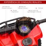 Quadriciclo Elétrico para Crianças Veículo Elétrico a Bateria 6V Infantil com Velocidade 2km/h 70x42x45 cm Vermelho