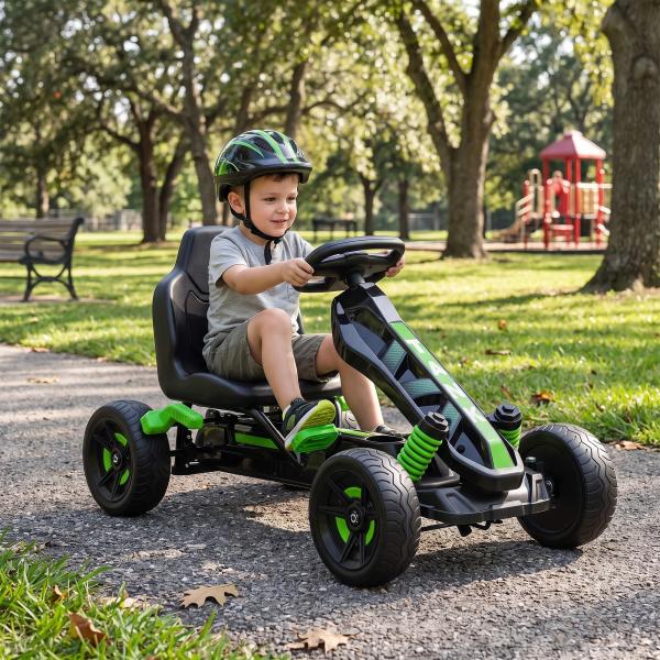 Kart a Pedais para Crianças com Embraiagem Automática Travão e Rodas Antiderrapantes em EVA 100x59x60,5 cm Verde