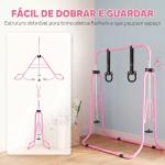 Barra de Ginástica para Crianças com Altura Ajustável em 5 Níveis Anéis e Dobrável 148x105x88 - 128 cm Rosa