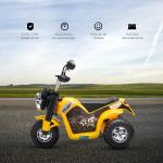 Motocicleta Elétrica Infantil com 3 Rodas Triciclo a Bateria 6V para Crianças de 18 - 36 Meses com Farol Buzina 72x57x56cm Amarelo