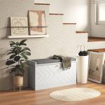 Banco Sapateira Moderno de Madeira com Prateleiras Ajustáveis e Almofada Acolchoada para 8 Pares de Sapatos 80x26x44,5 cm Branco